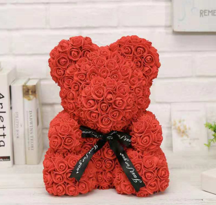 25cm Cute Flower Rose Bear Handmade Valentines Day 2020 Gift CJDropshipping