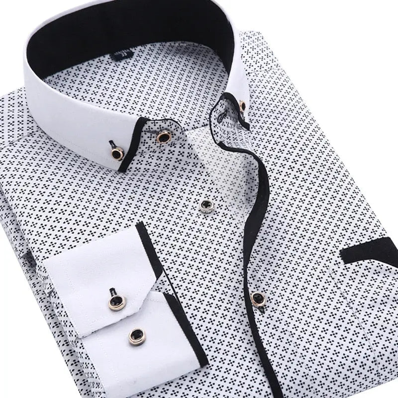 Casual Long Sleeved Printed shirt Slim Fit Male Social Business Dress Shirt Brand Men Clothing eprolo