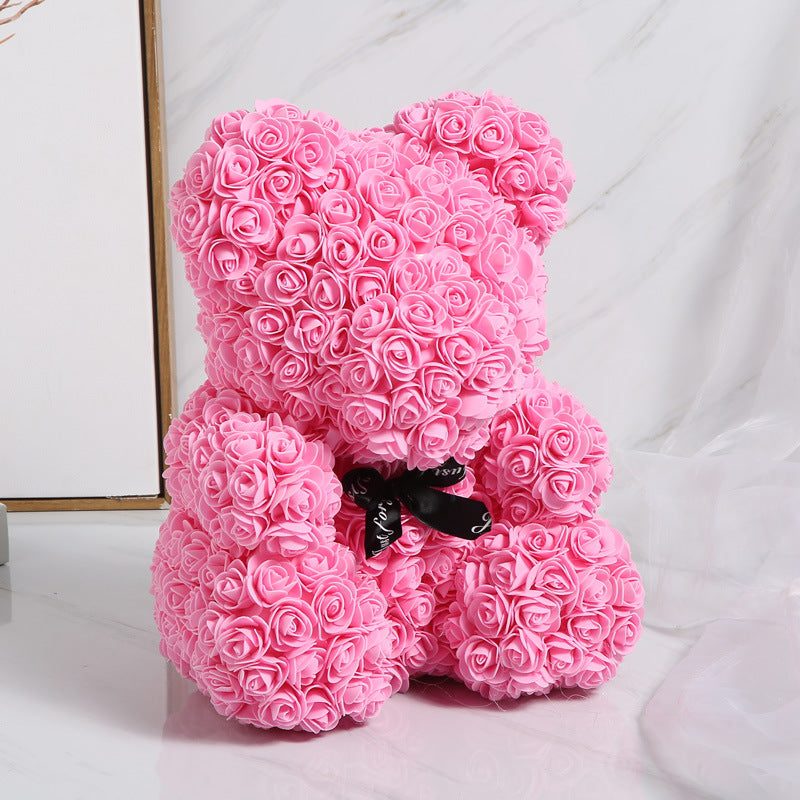 25cm Cute Flower Rose Bear Handmade Valentines Day 2020 Gift CJDropshipping