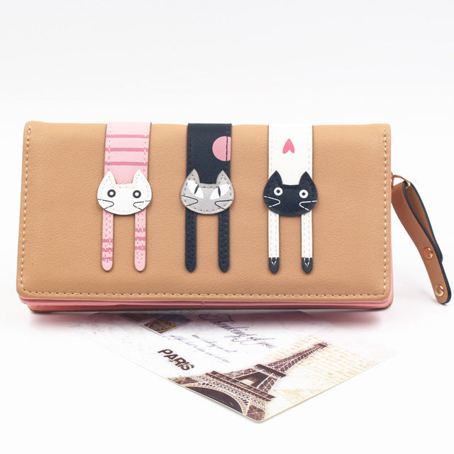 Envelope Women Wallet Cat Cartoon Wallet Long Creative Female Card Holder PU Wallet Coin Purses Girls eprolo