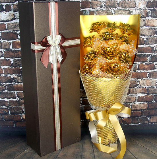 Valentine\'s Day Gift on Tanabata Valentine\'s Day Golden Rose 24K Golden Foil Rose Bundle for Marriage Creative Wedding for Wife and Girlfriend CJDropShippping