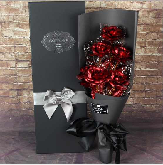 Valentine\'s Day Gift on Tanabata Valentine\'s Day Golden Rose 24K Golden Foil Rose Bundle for Marriage Creative Wedding for Wife and Girlfriend CJDropShippping