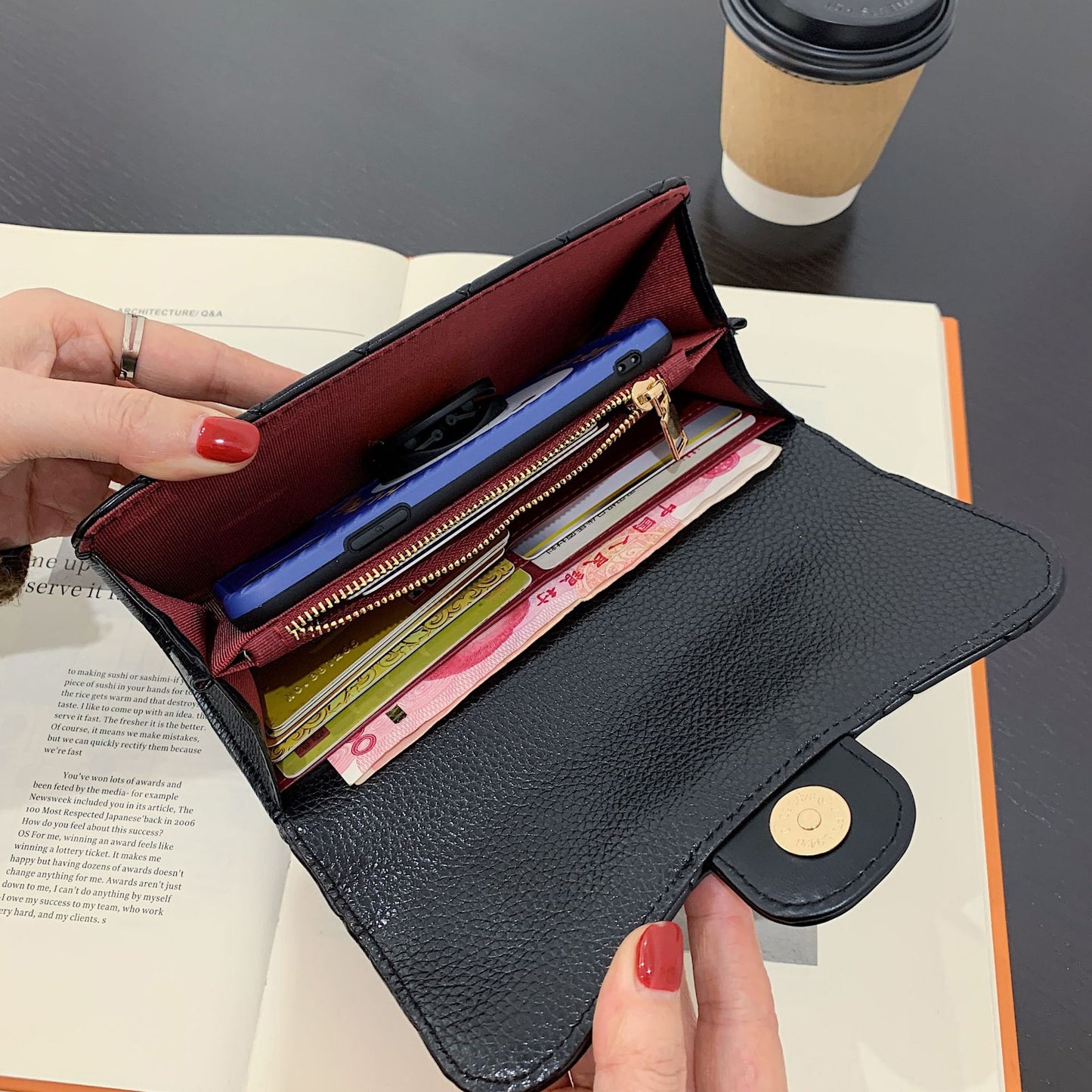 Small Fragrance Folding Wallet Women's Short Wallet Coin Purse Simple Diamond Embroidery Thread Large Capacity Long Wallet Card Holder eprolo