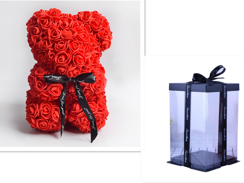 25cm Cute Flower Rose Bear Handmade Valentines Day 2020 Gift CJDropshipping