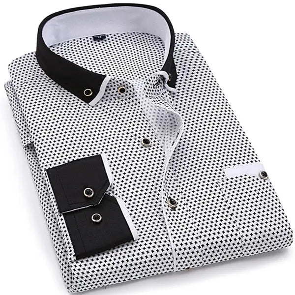 Casual Long Sleeved Printed shirt Slim Fit Male Social Business Dress Shirt Brand Men Clothing eprolo
