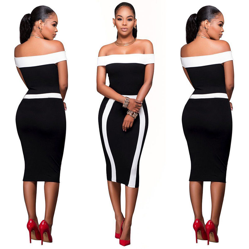 Off Shoulder Bodycon Dress Women Clothes Clothing Dresses Casual Bandage short Sleeve Party Fashion Women eprolo