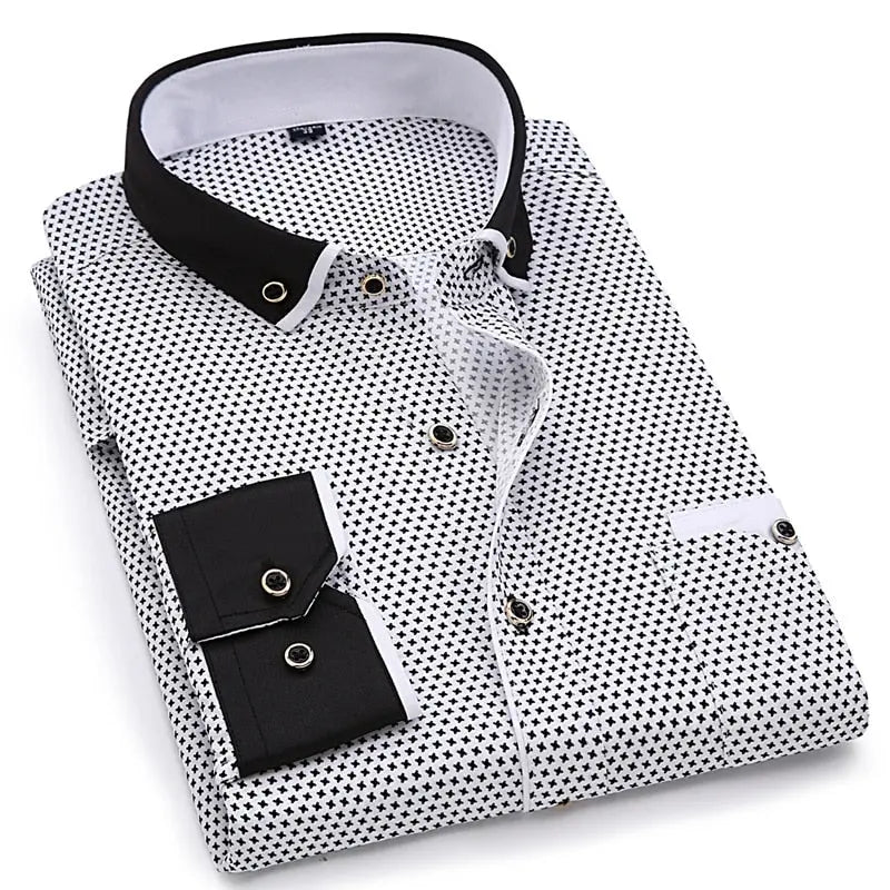 Casual Long Sleeved Printed shirt Slim Fit Male Social Business Dress Shirt Brand Men Clothing eprolo