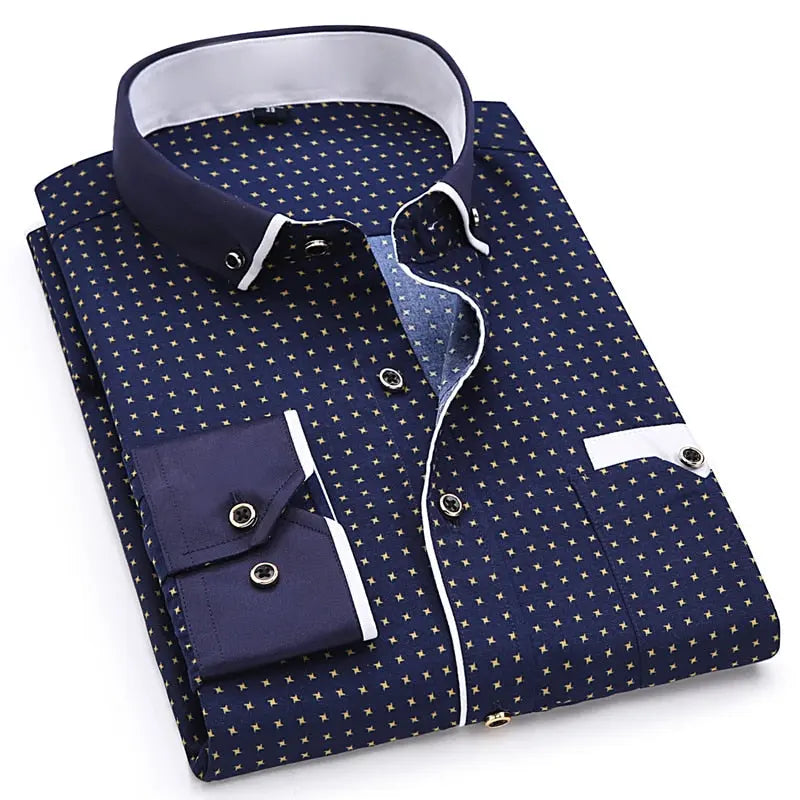Casual Long Sleeved Printed shirt Slim Fit Male Social Business Dress Shirt Brand Men Clothing eprolo