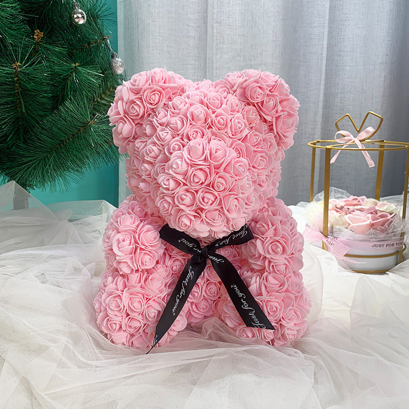 25cm Cute Flower Rose Bear Handmade Valentines Day 2020 Gift CJDropshipping