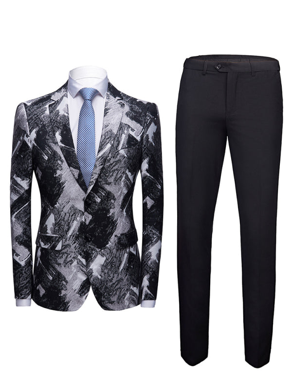 Men's Slim Fit Business Two Piece Suit kakaclo