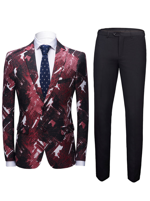 Men's Slim Fit Business Two Piece Suit kakaclo