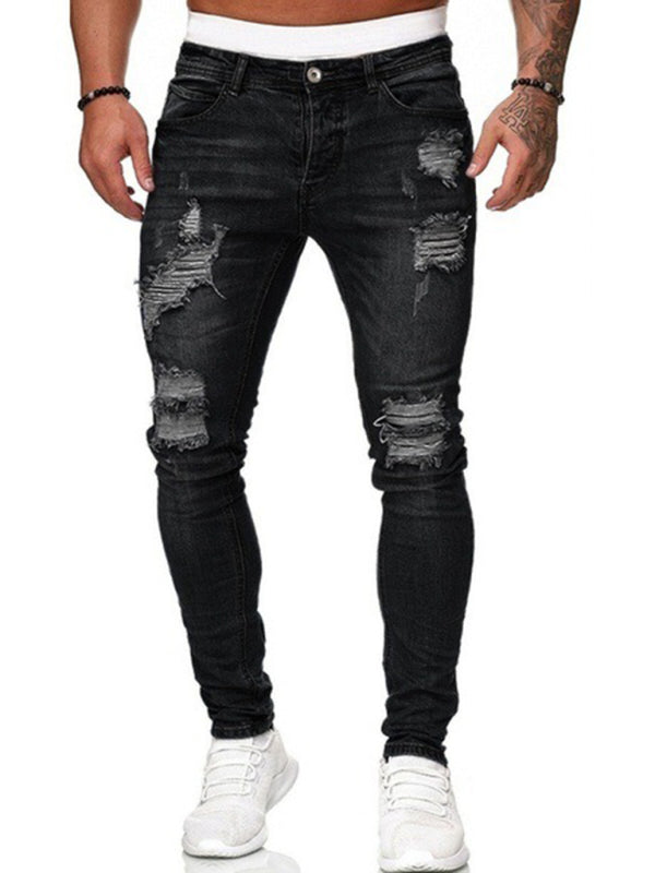 Men's Fashion Ripped Slim Skinny Jeans kakaclo
