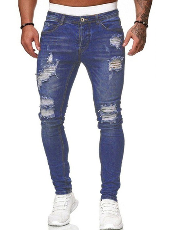 Men's Fashion Ripped Slim Skinny Jeans kakaclo