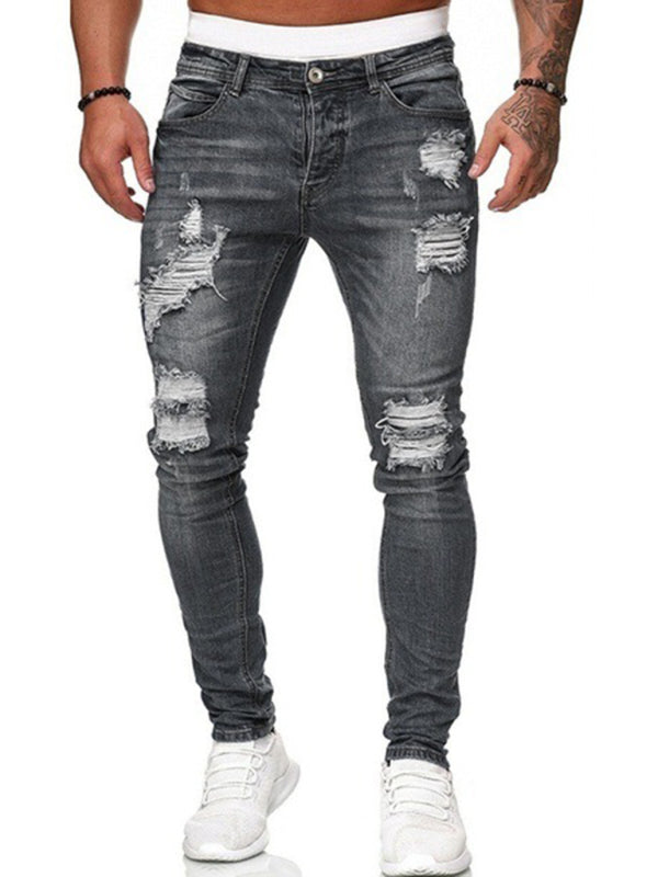 Men's Fashion Ripped Slim Skinny Jeans kakaclo
