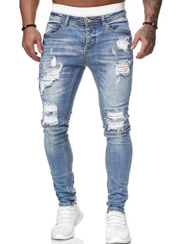 Men's Fashion Ripped Slim Skinny Jeans kakaclo