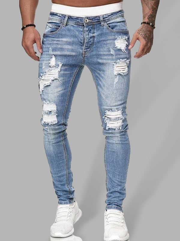 Men's Fashion Ripped Slim Skinny Jeans kakaclo