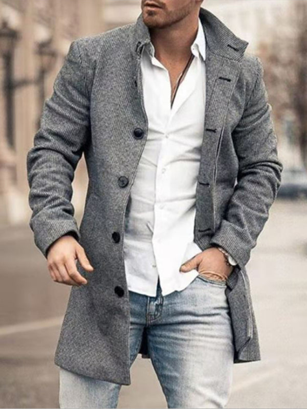 Men's Plaid Classic Overcoat kakaclo