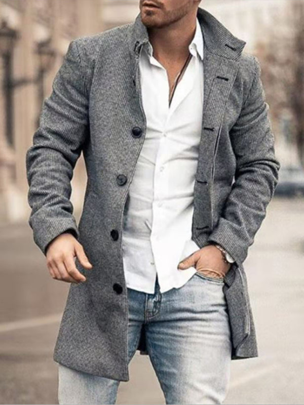 Men's Plaid Classic Overcoat kakaclo