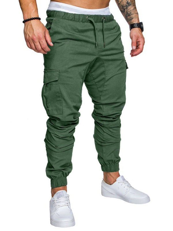 Men's Solid Color Casual Tether Elastic Sports Baggies Men's Trousers kakaclo
