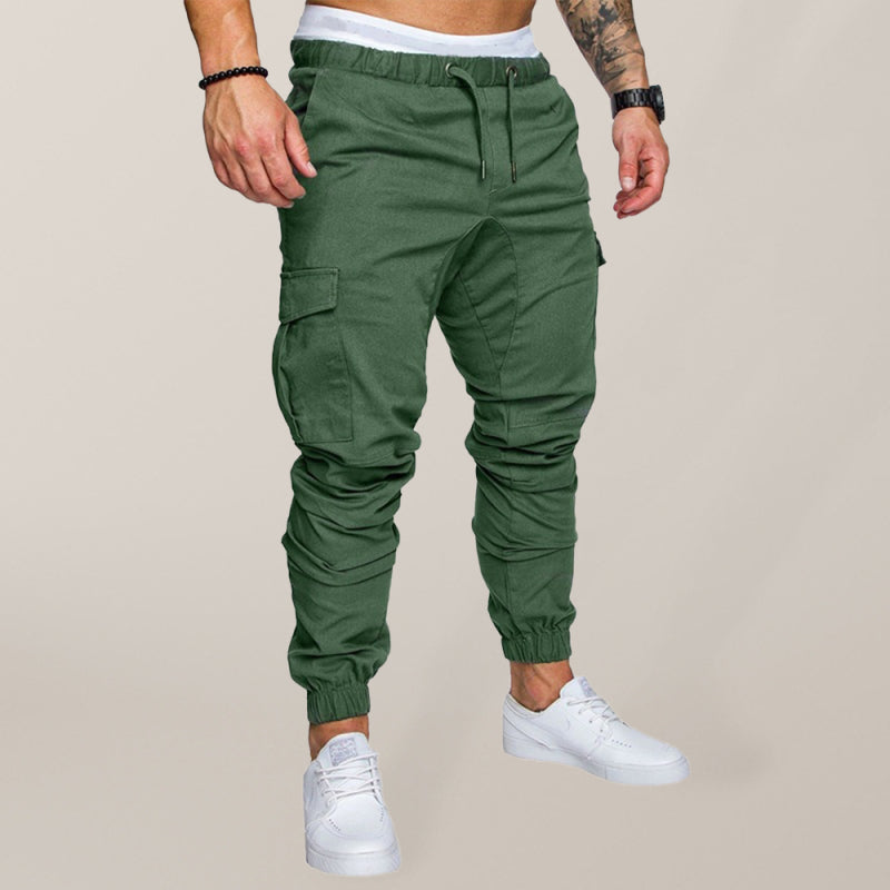 Men's Solid Color Casual Tether Elastic Sports Baggies Men's Trousers kakaclo