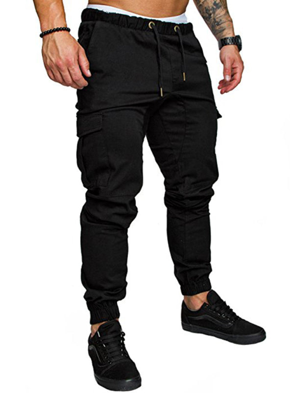 Men's Solid Color Casual Tether Elastic Sports Baggies Men's Trousers kakaclo