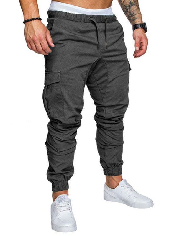 Men's Solid Color Casual Tether Elastic Sports Baggies Men's Trousers kakaclo