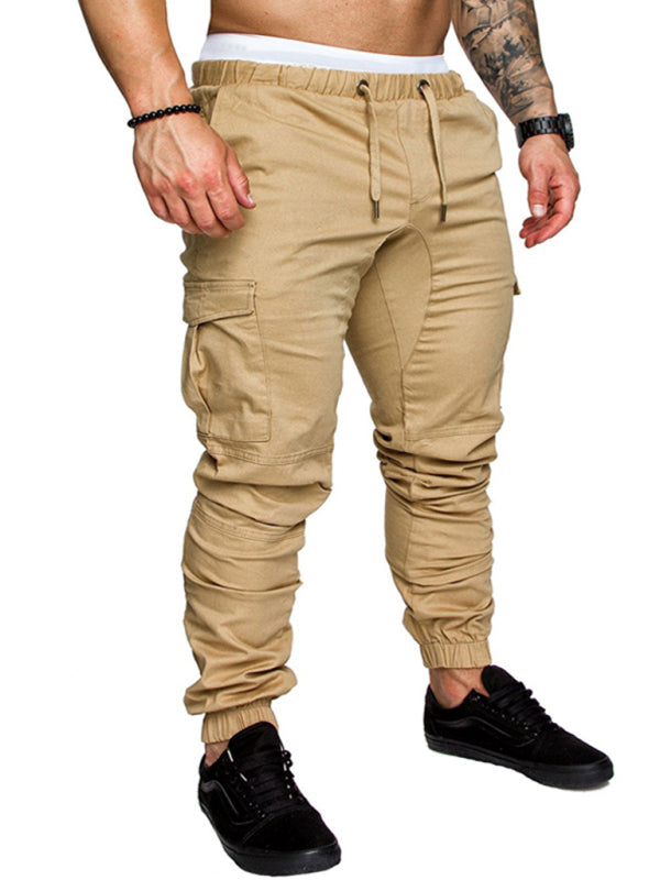 Men's Solid Color Casual Tether Elastic Sports Baggies Men's Trousers kakaclo