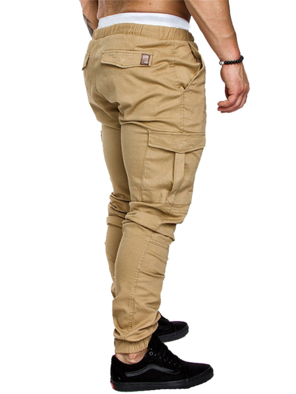 Men's Solid Color Casual Tether Elastic Sports Baggies Men's Trousers kakaclo