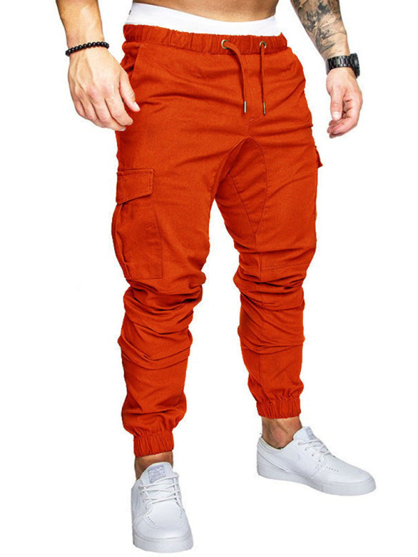 Men's Solid Color Casual Tether Elastic Sports Baggies Men's Trousers kakaclo