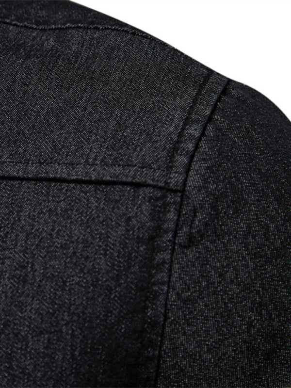 Denim non-iron shirt men's casual solid color non-iron men's long-sleeved shirt kakaclo