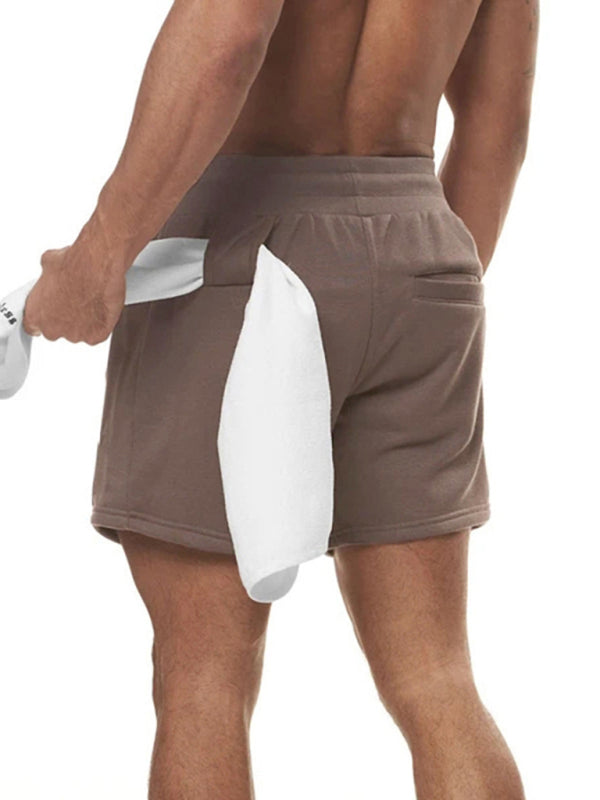 Sports Gym Shorts Men's Multi Pocket Hanging Towel Running Training Pants Cotton kakaclo