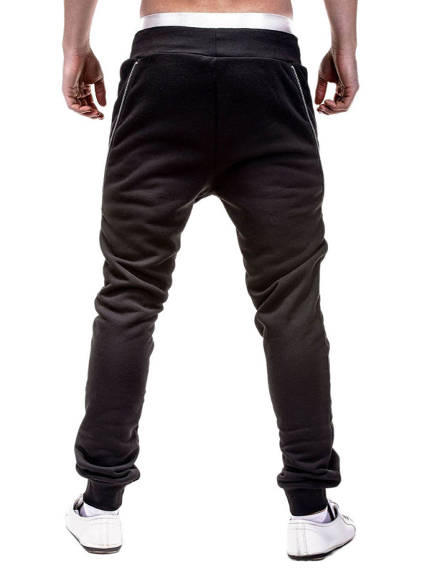 Men's Solid Color Zip Cuff Joggers kakaclo