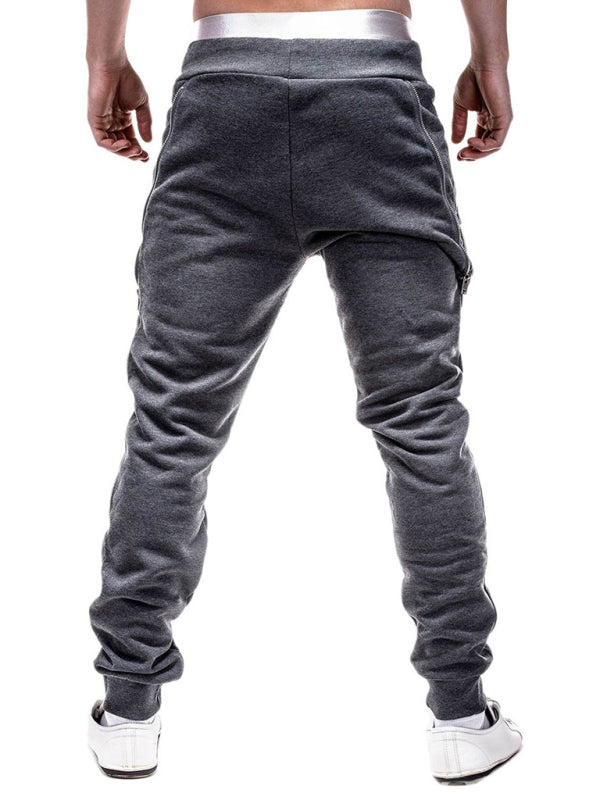 Men's Solid Color Zip Cuff Joggers kakaclo