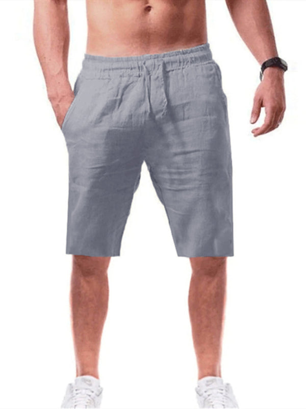 Summer Large Size Loose Linen Breathable Cropped Pants Men's Sports Casual Pants kakaclo