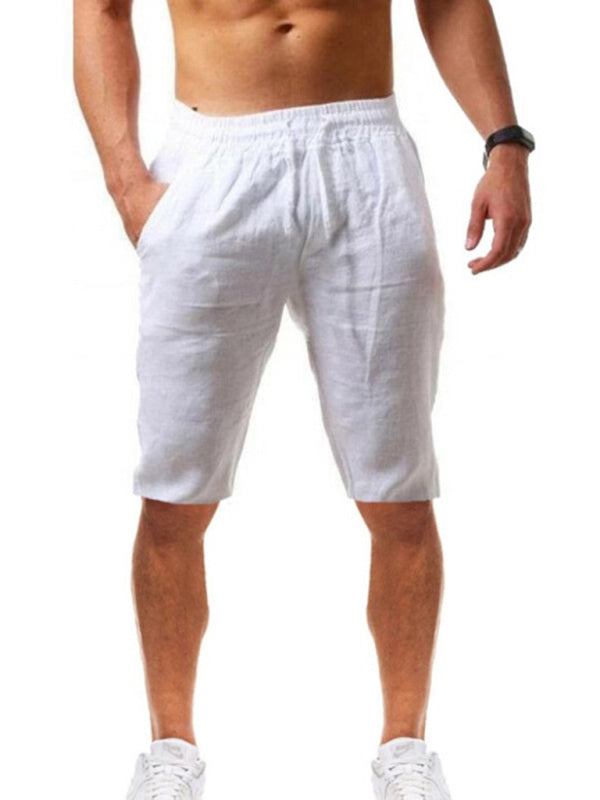 Summer Large Size Loose Linen Breathable Cropped Pants Men's Sports Casual Pants kakaclo