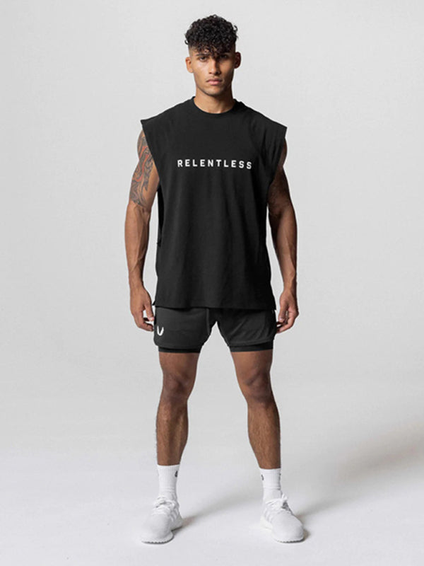 Men's Sports Loose Round Neck Quick Dry Sleeveless Vest kakaclo