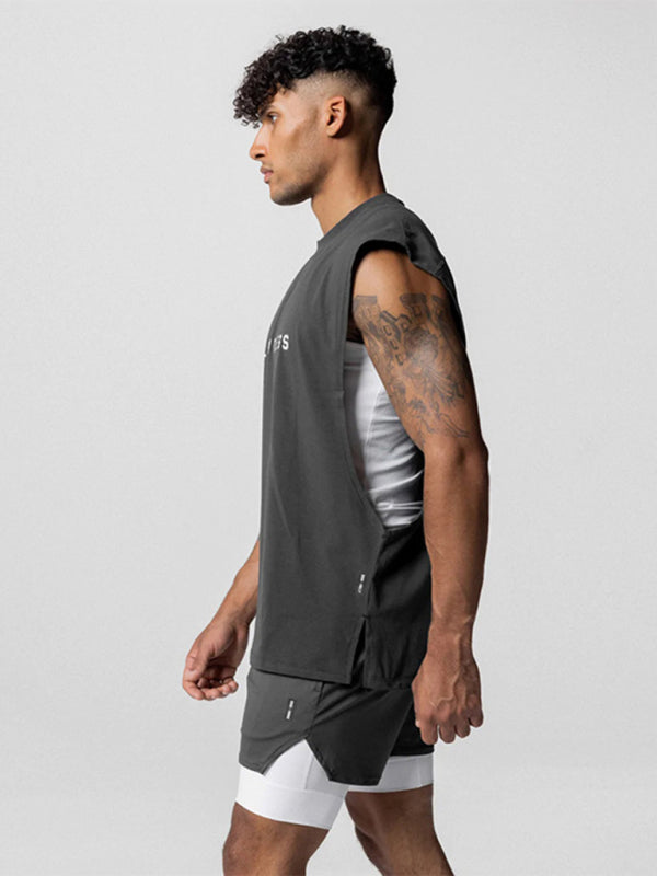Men's Sports Loose Round Neck Quick Dry Sleeveless Vest kakaclo