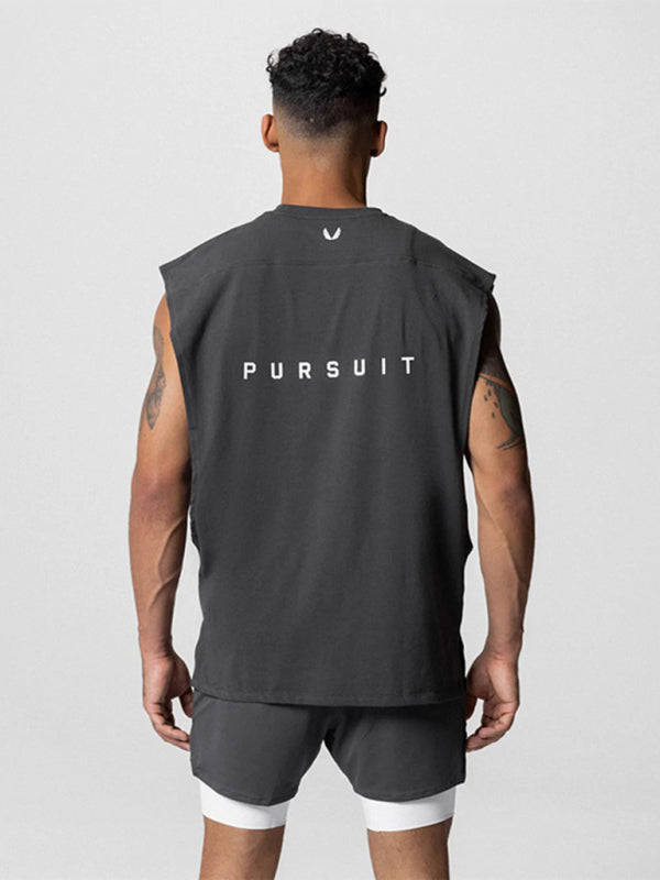 Men's Sports Loose Round Neck Quick Dry Sleeveless Vest kakaclo