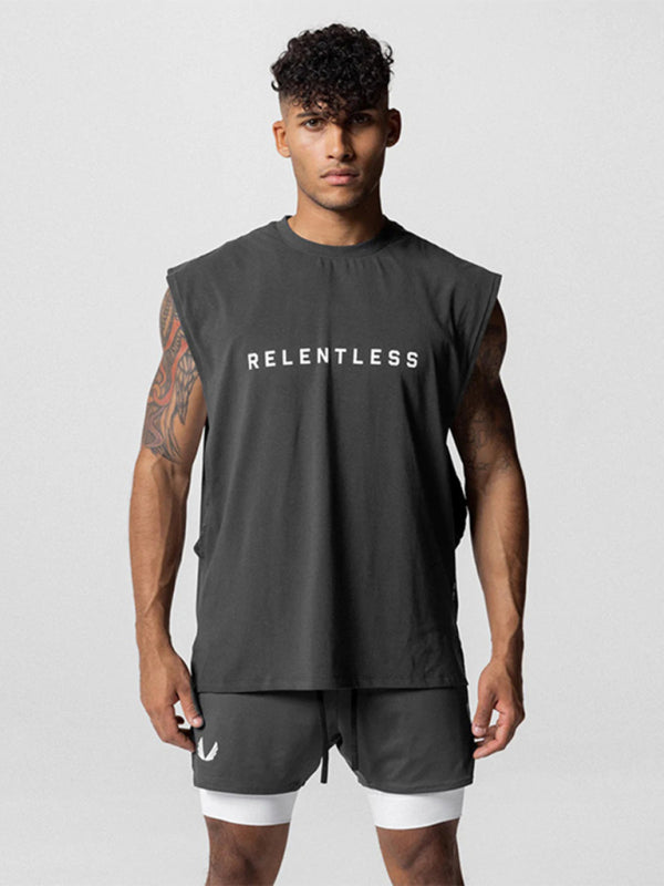 Men's Sports Loose Round Neck Quick Dry Sleeveless Vest kakaclo