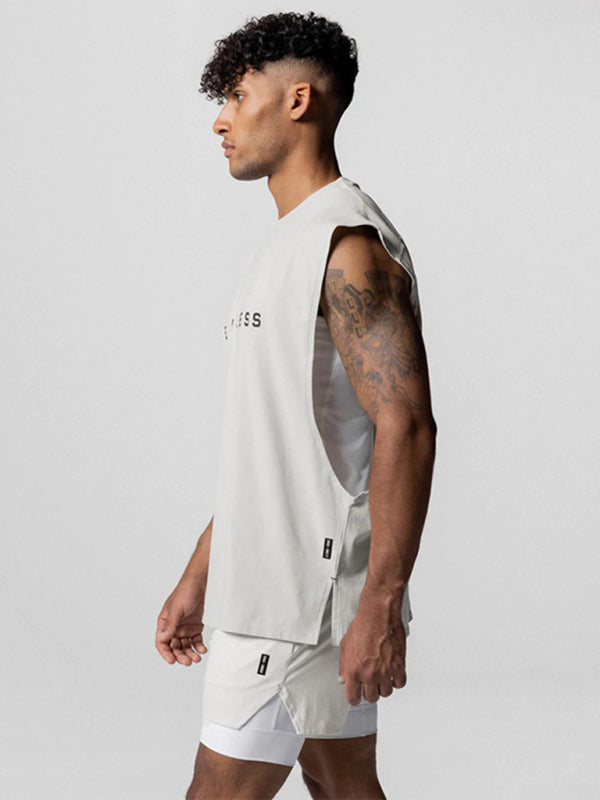 Men's Sports Loose Round Neck Quick Dry Sleeveless Vest kakaclo
