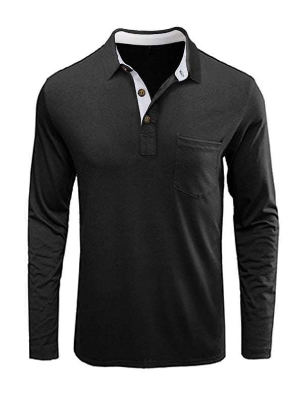 New Men's Long Sleeve Lapel Bottoming POLO Shirt Top kakaclo