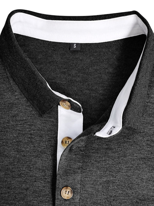 New Men's Long Sleeve Lapel Bottoming POLO Shirt Top kakaclo