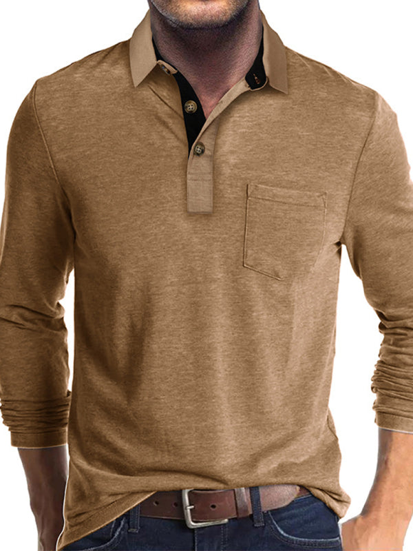 New Men's Long Sleeve Lapel Bottoming POLO Shirt Top kakaclo