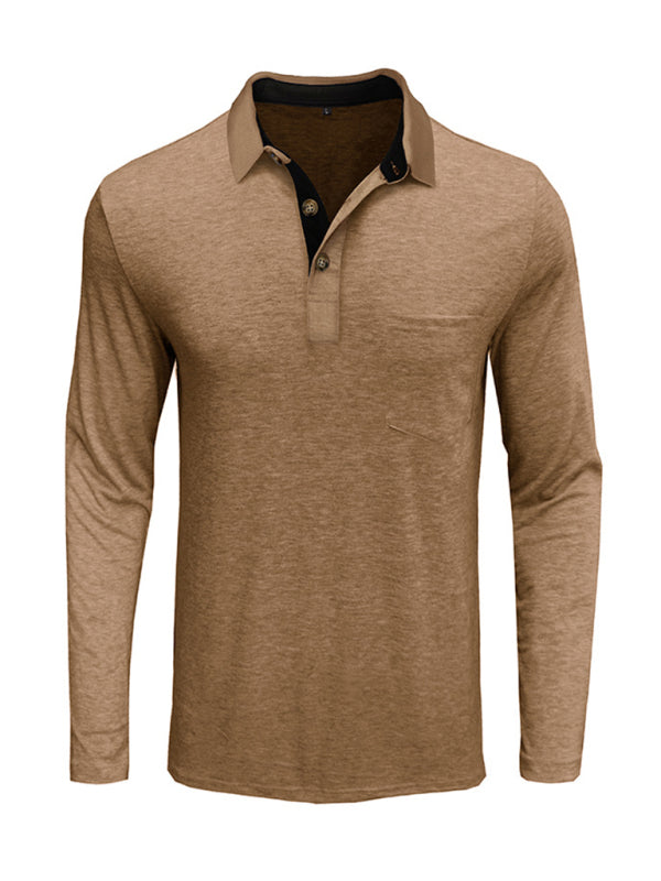 New Men's Long Sleeve Lapel Bottoming POLO Shirt Top kakaclo