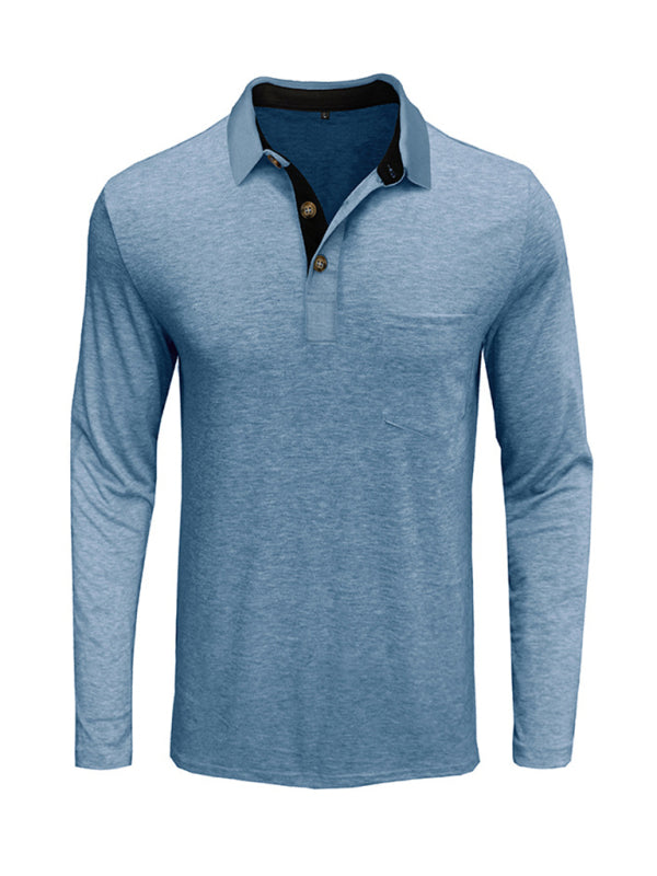 New Men's Long Sleeve Lapel Bottoming POLO Shirt Top kakaclo