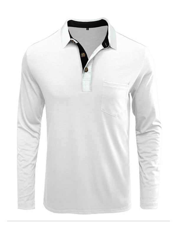 New Men's Long Sleeve Lapel Bottoming POLO Shirt Top kakaclo