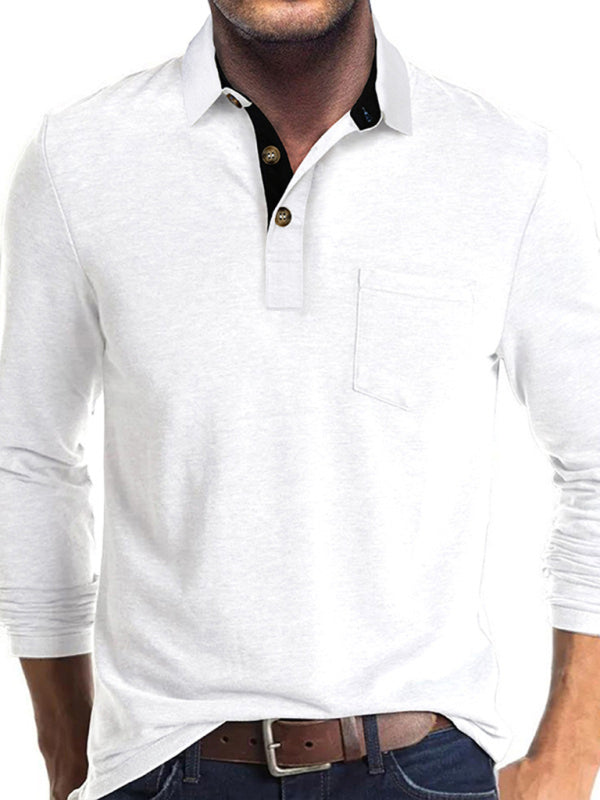 New Men's Long Sleeve Lapel Bottoming POLO Shirt Top kakaclo