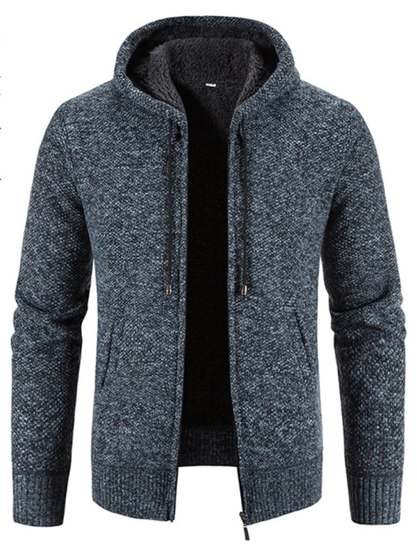 Men's casual knitted hooded zipper jacket kakaclo