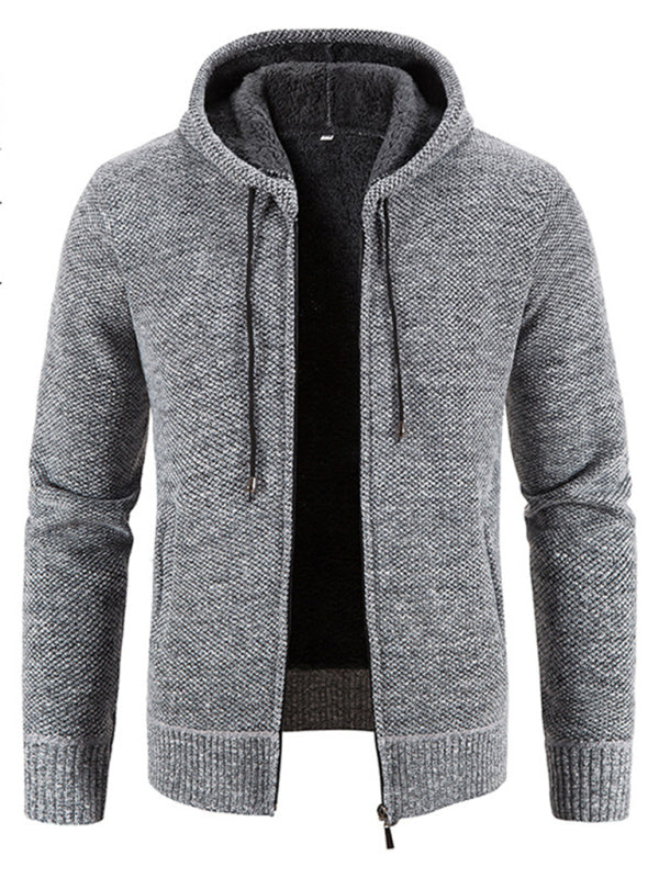Men's casual knitted hooded zipper jacket kakaclo