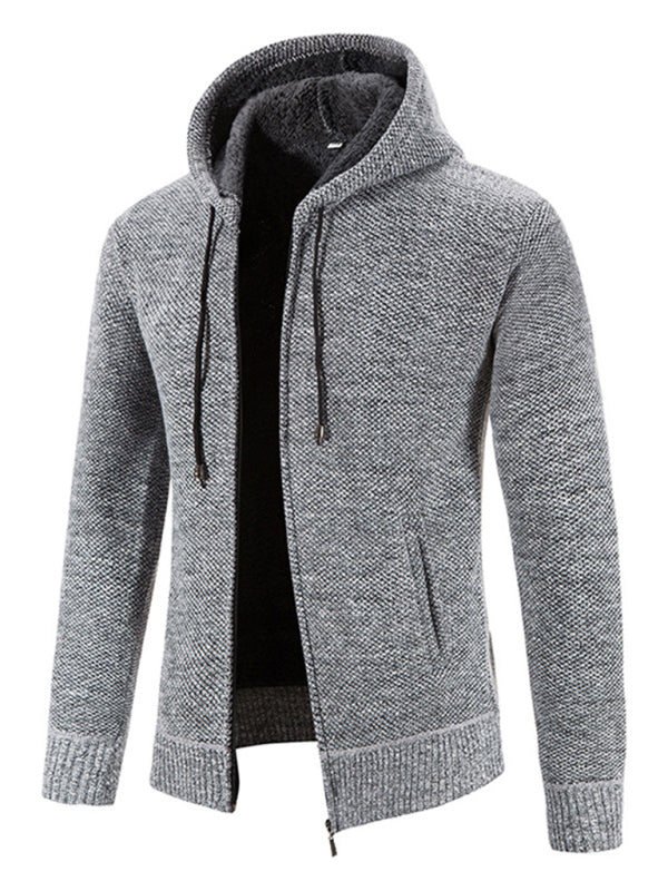 Men's casual knitted hooded zipper jacket kakaclo